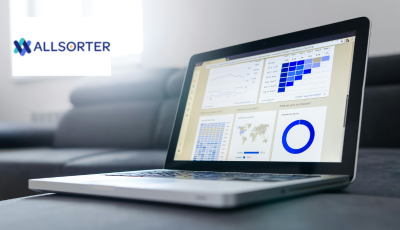 Graphs on laptop with Allsorter logo