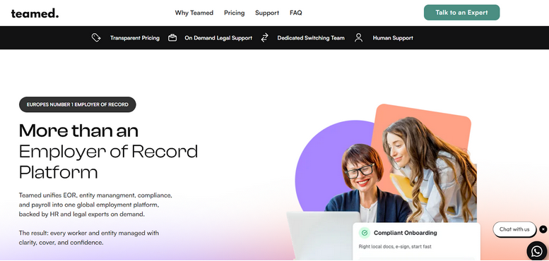 Teamed homepage screengrab