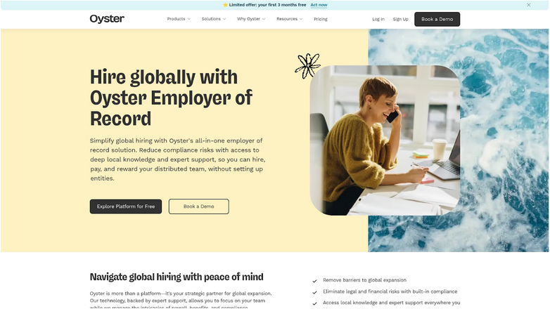 Oyster homepage screengrab