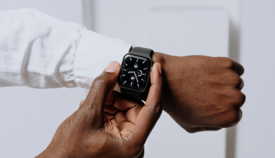 stopwatch on man's wrist
